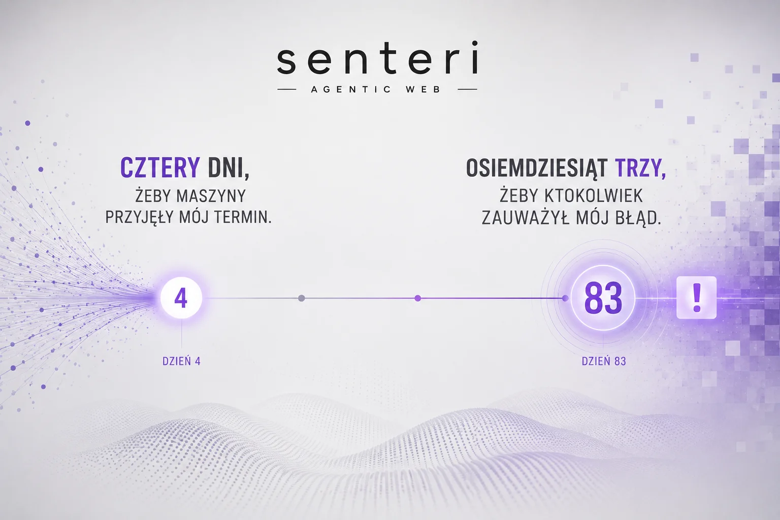 Cztery dni, żeby maszyny przyjęły mój termin. Osiemdziesiąt trzy, żeby ktokolwiek zauważył mój błąd Cztery dni, żeby maszyny przyjęły mój termin. Osiemdziesiąt trzy, żeby ktokolwiek zauważył mój błąd